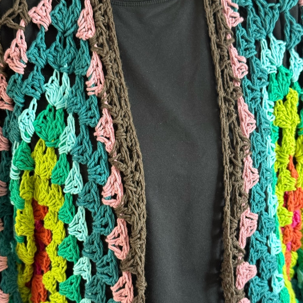 New XL crochet handmade women's hexagon open cardigan - Picture 4 of 9